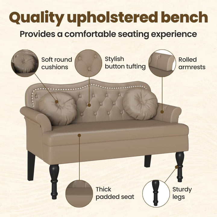 Chesterfield bænk Cappuccino 120.5 x 65 x 75 cm Faux læder