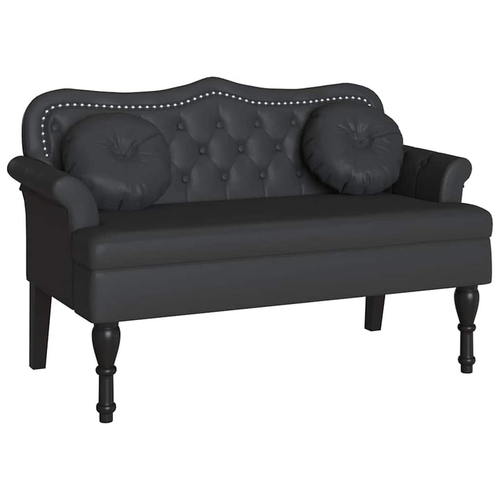 Chesterfield bænk med pude Sort 120.5 x 65 x 75 cm Faux læder