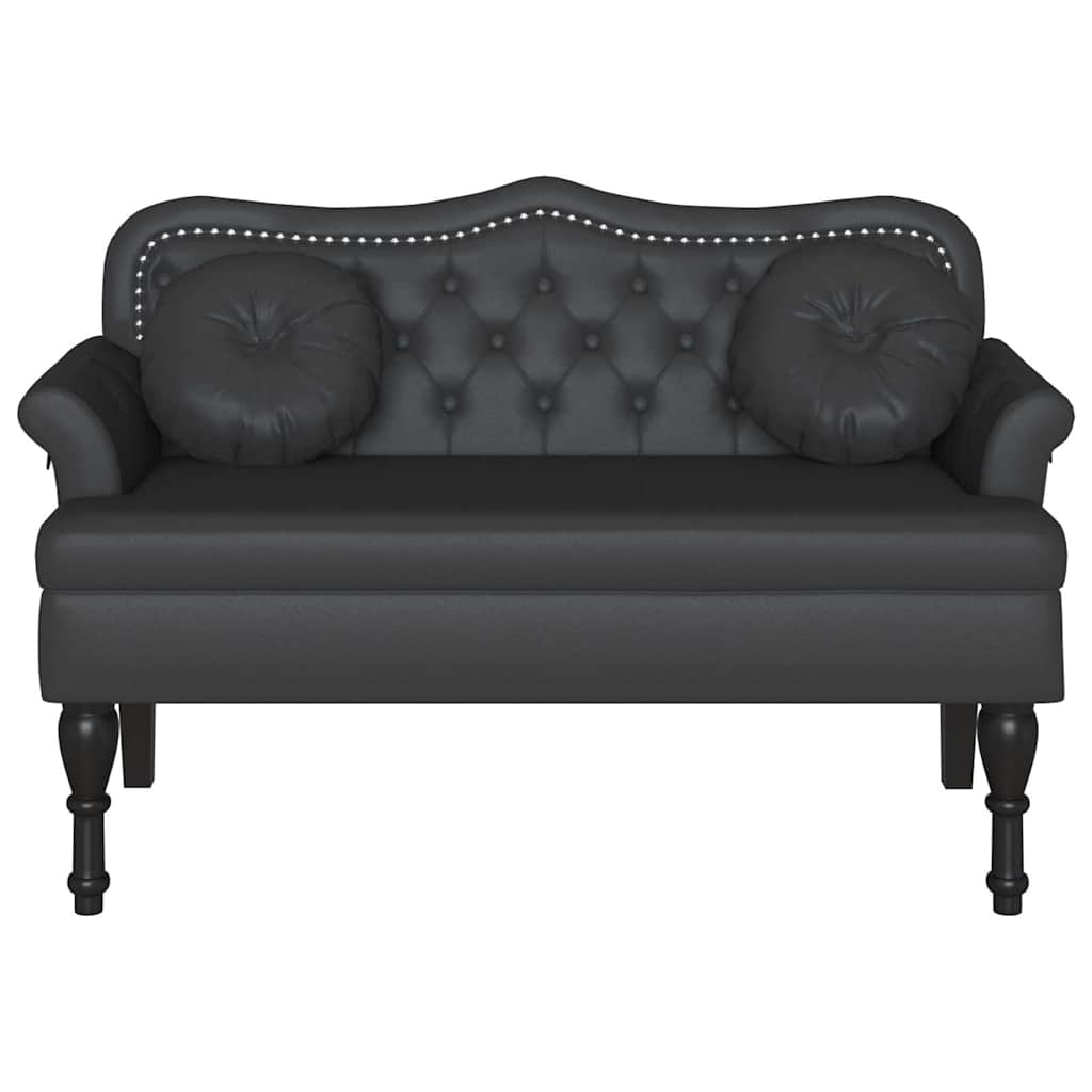 Chesterfield bænk med pude Sort 120.5 x 65 x 75 cm Faux læder