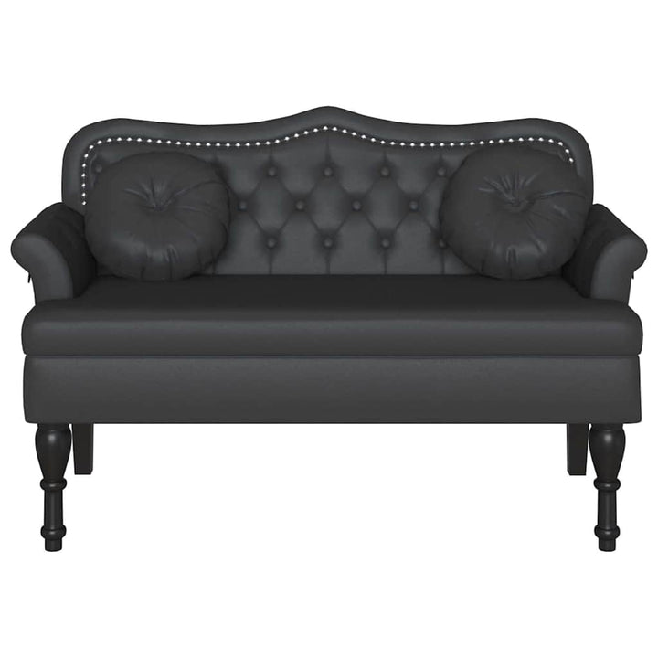 Chesterfield bænk med pude Sort 120.5 x 65 x 75 cm Faux læder