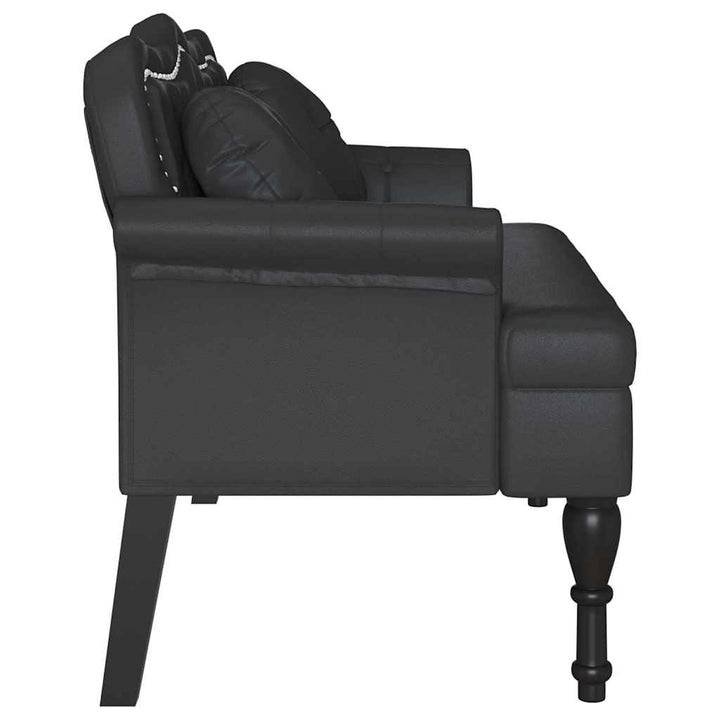Chesterfield bænk med pude Sort 120.5 x 65 x 75 cm Faux læder