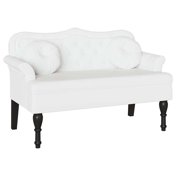 Chesterfield bænk med pude Hvid 120.5 x 65 x 75 cm Faux læder
