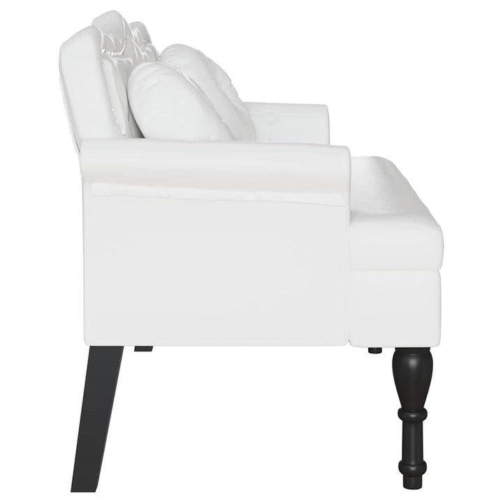 Chesterfield bænk med pude Hvid 120.5 x 65 x 75 cm Faux læder