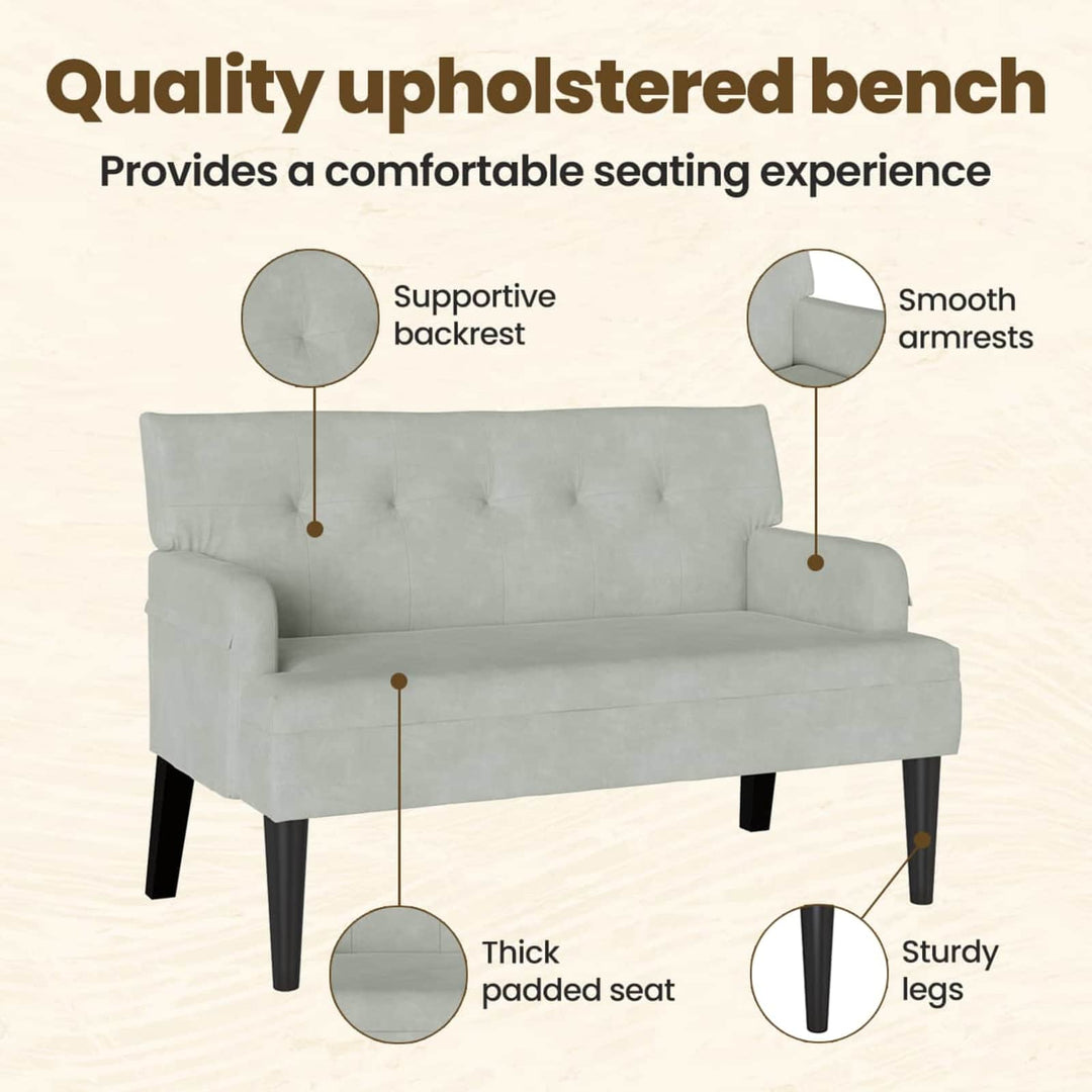 Chesterfield bænk Lysegrå 112 x 65,5 x 75 cm Fløjl