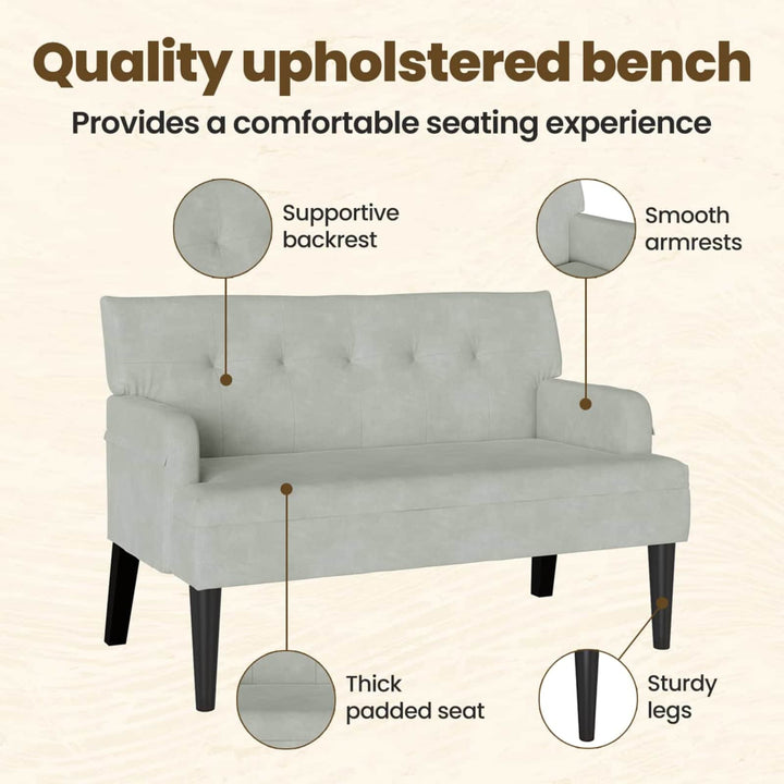 Chesterfield bænk Lysegrå 112 x 65,5 x 75 cm Fløjl