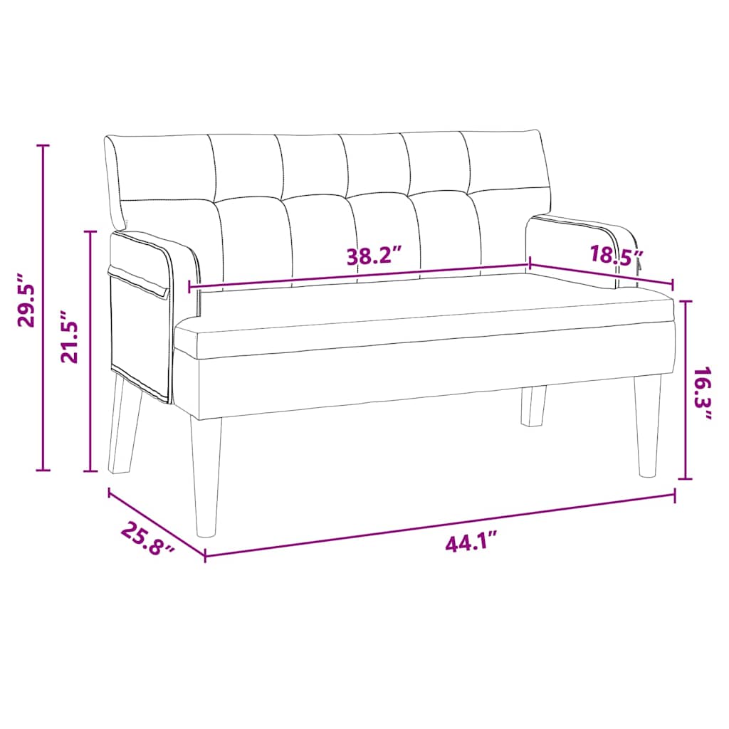Chesterfield bænk Mørkegrå 112 x 65,5 x 75 cm Fløjl
