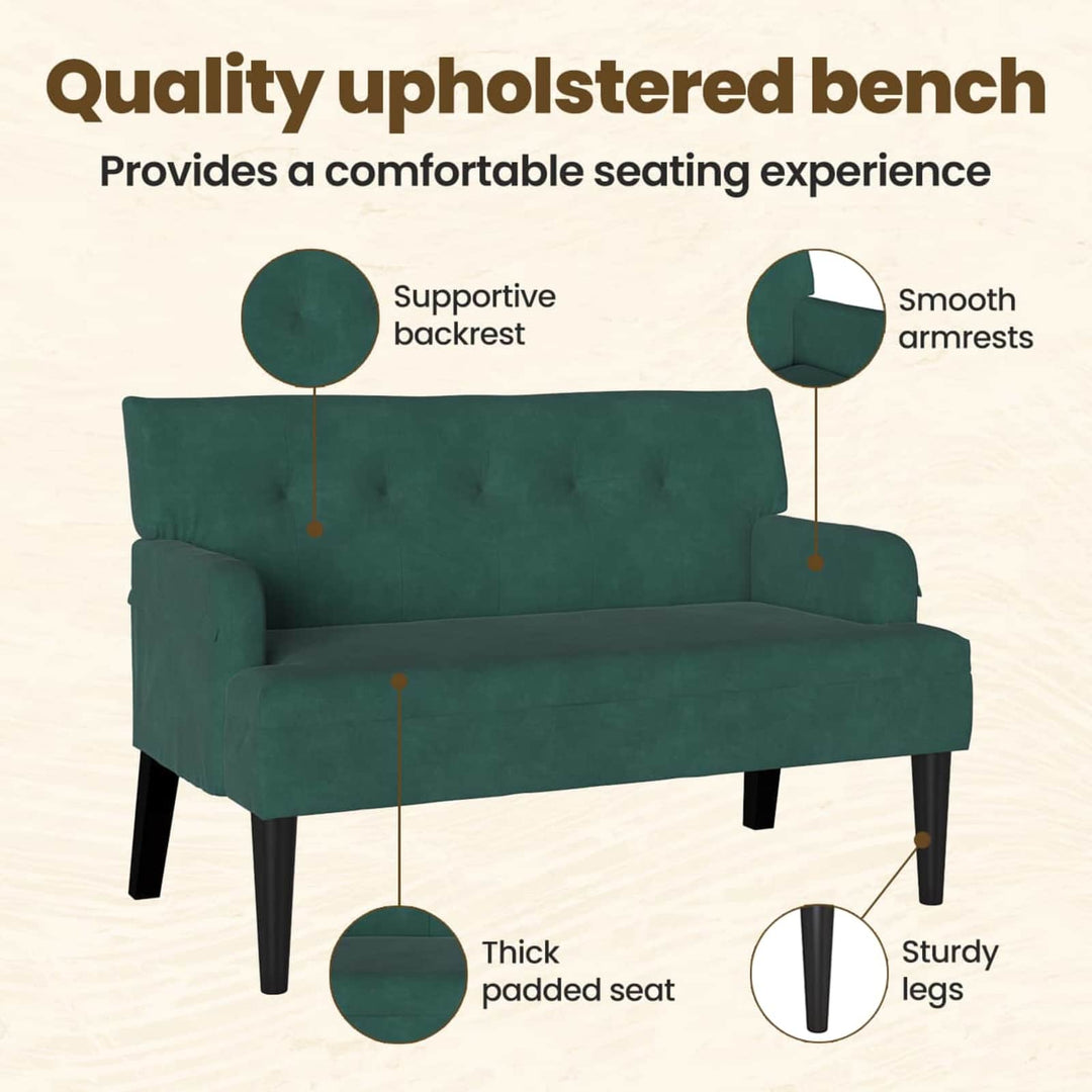 Chesterfield bænk Mørkegrøn 112 x 65,5 x 75 cm Fløjl