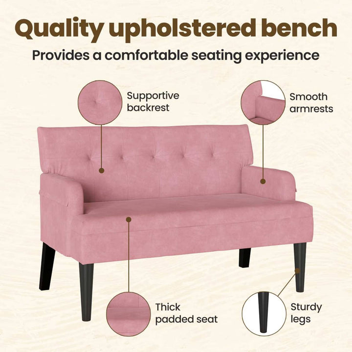 Chesterfield bænk Lyserød 112 x 65,5 x 75 cm Fløjl