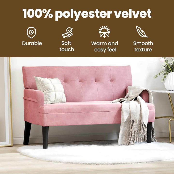 Chesterfield bænk Lyserød 112 x 65,5 x 75 cm Fløjl