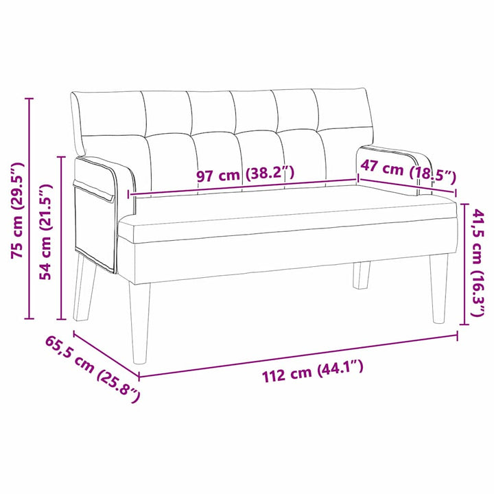 Chesterfield bænk Lyserød 112 x 65,5 x 75 cm Fløjl