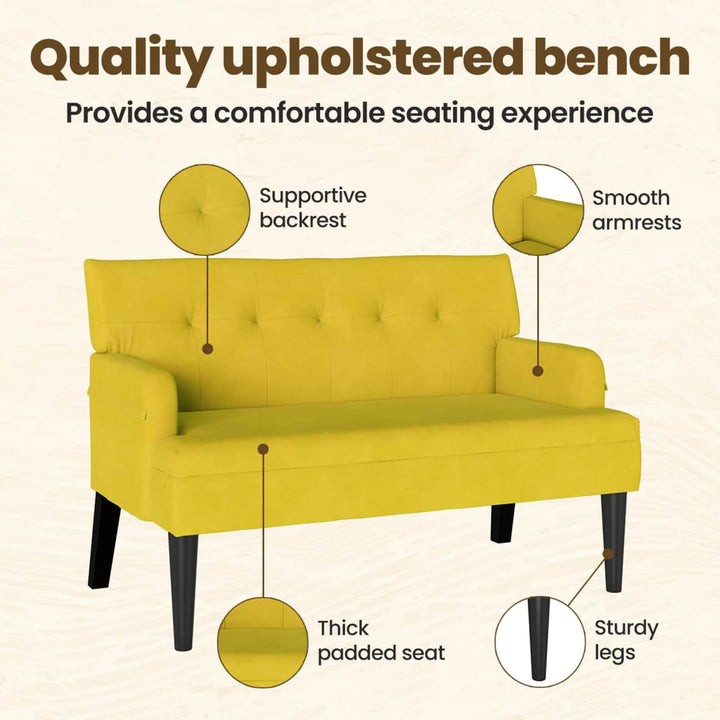 Chesterfield bænk Gul 112 x 65,5 x 75 cm Fløjl