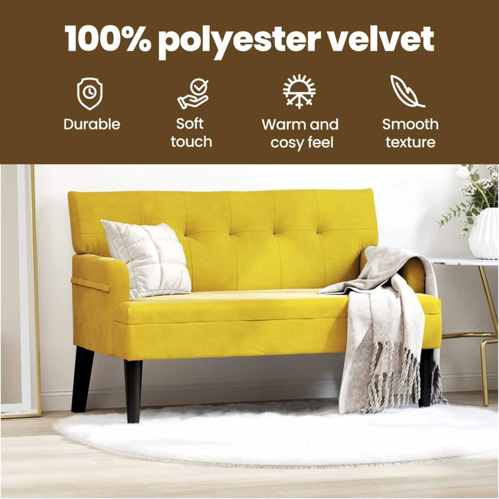 Chesterfield bænk Gul 112 x 65,5 x 75 cm Fløjl