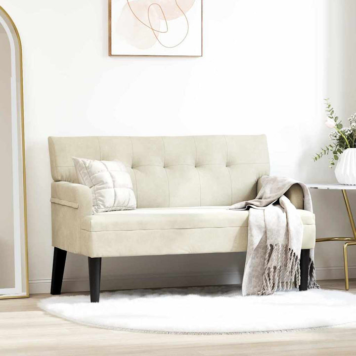 Chesterfield bænk Creme 112 x 65,5 x 75 cm Fløjl