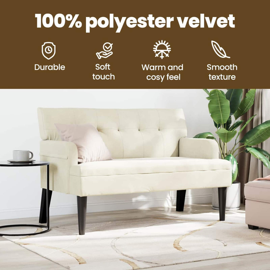 Chesterfield bænk Creme 112 x 65,5 x 75 cm Fløjl