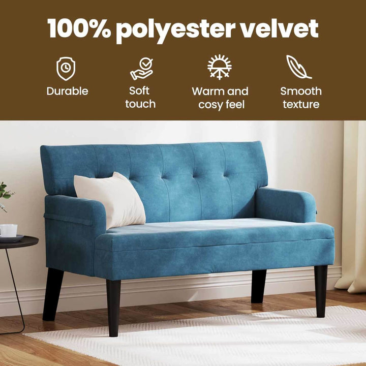 Chesterfield bænk Blå 112 x 65,5 x 75 cm Fløjl