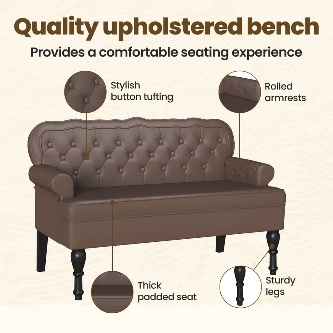 Chesterfield bænk Brun 119,5 x 64,5 x 75 cm Faux læder