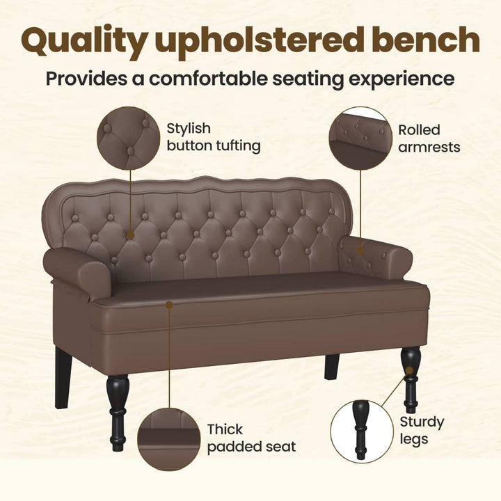 Chesterfield bænk Brun 119,5 x 64,5 x 75 cm Faux læder