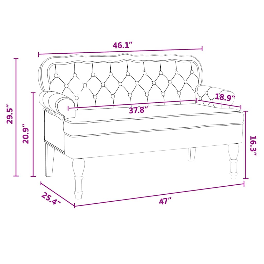 Chesterfield bænk Brun 119,5 x 64,5 x 75 cm Faux læder