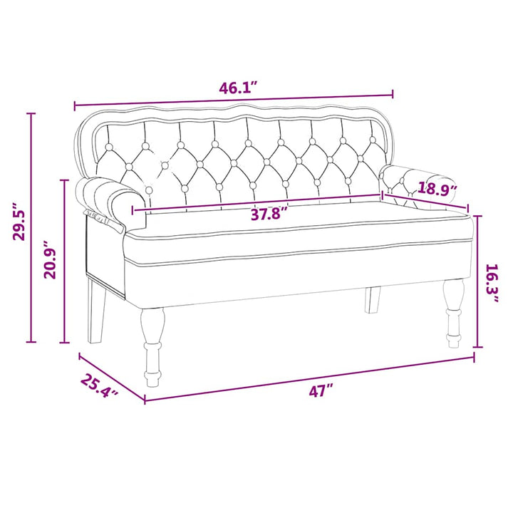 Chesterfield bænk Sort 119,5 x 64,5 x 75 cm Faux læder
