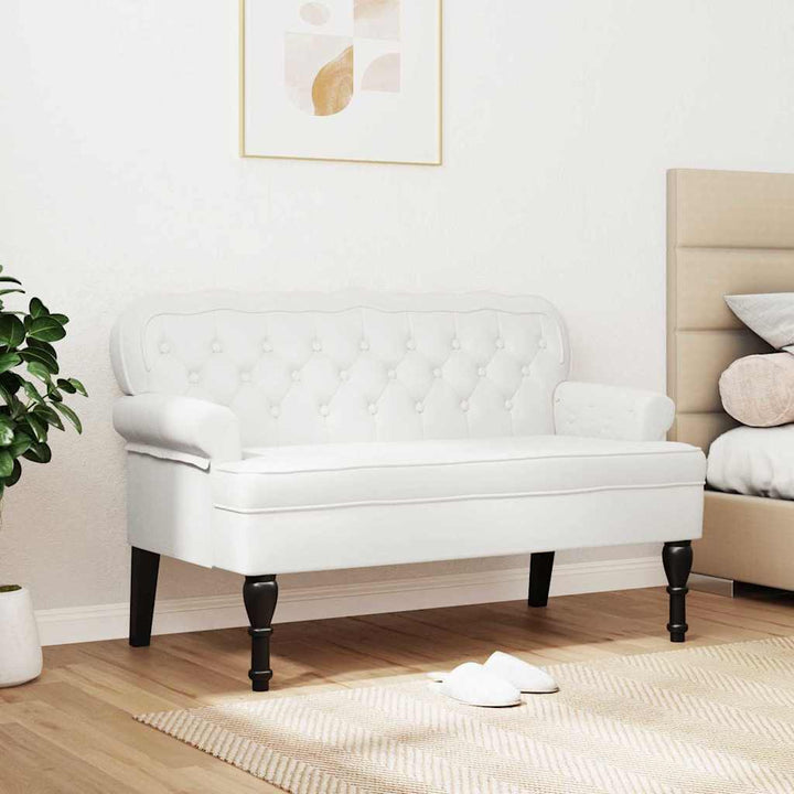 Chesterfield bænk Hvid 119,5 x 64,5 x 75 cm Faux læder