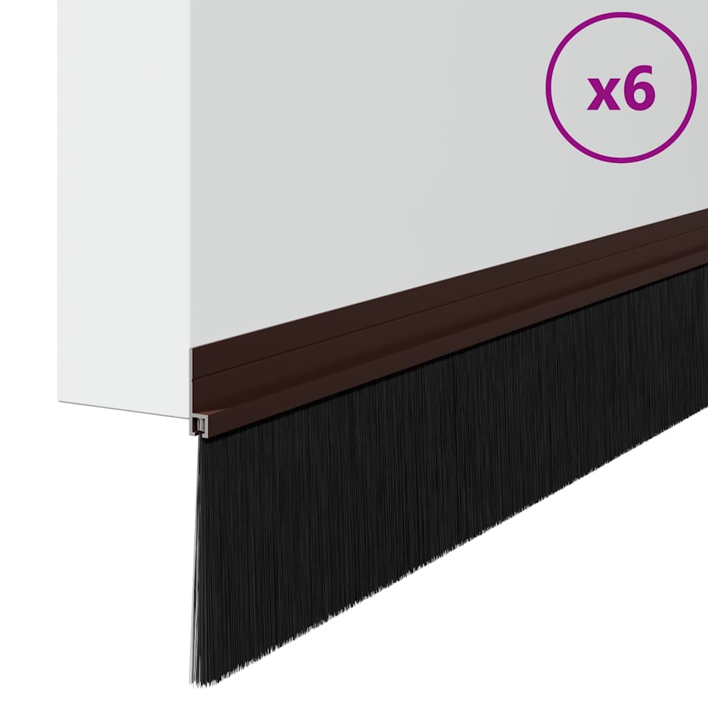 Selvklæbende dørbørstetætninger 6 pcs Brun 100 cm