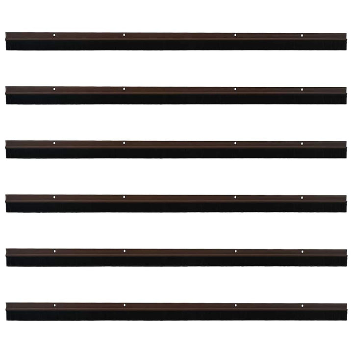 Skruemonterede dørbørste tætninger 6 pcs Brun 100 cm