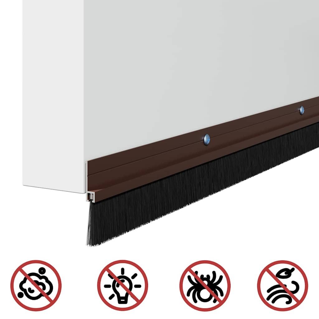 Skruemonterede dørbørste tætninger 6 pcs Brun 100 cm
