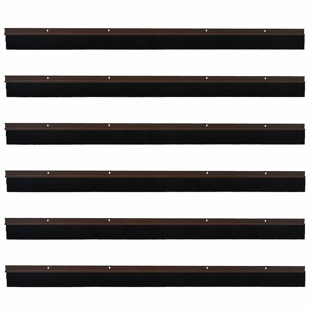 Skruemonterede dørbørste tætninger 6 pcs Brun 100 cm