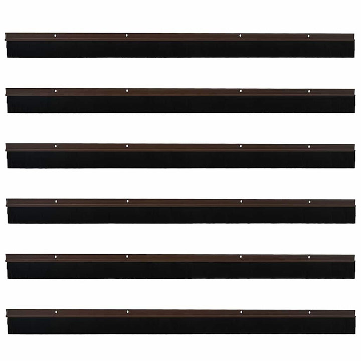 Skruemonterede dørbørste tætninger 6 pcs Brun 100 cm