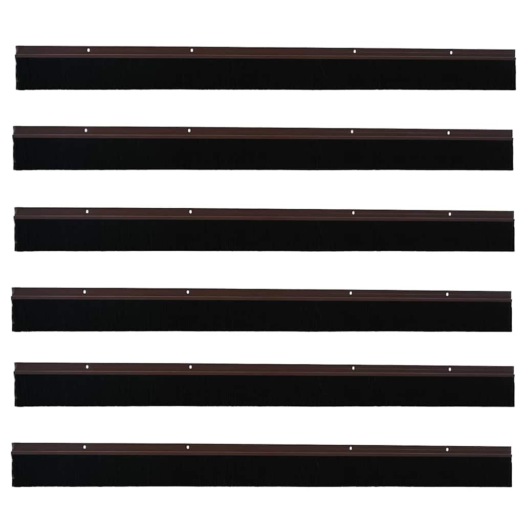 Skruemonterede dørbørste tætninger 6 pcs Brun 100 cm