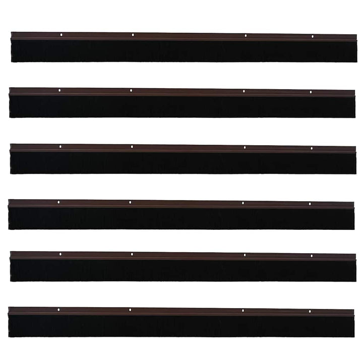 Skruemonterede dørbørste tætninger 6 pcs Brun 100 cm