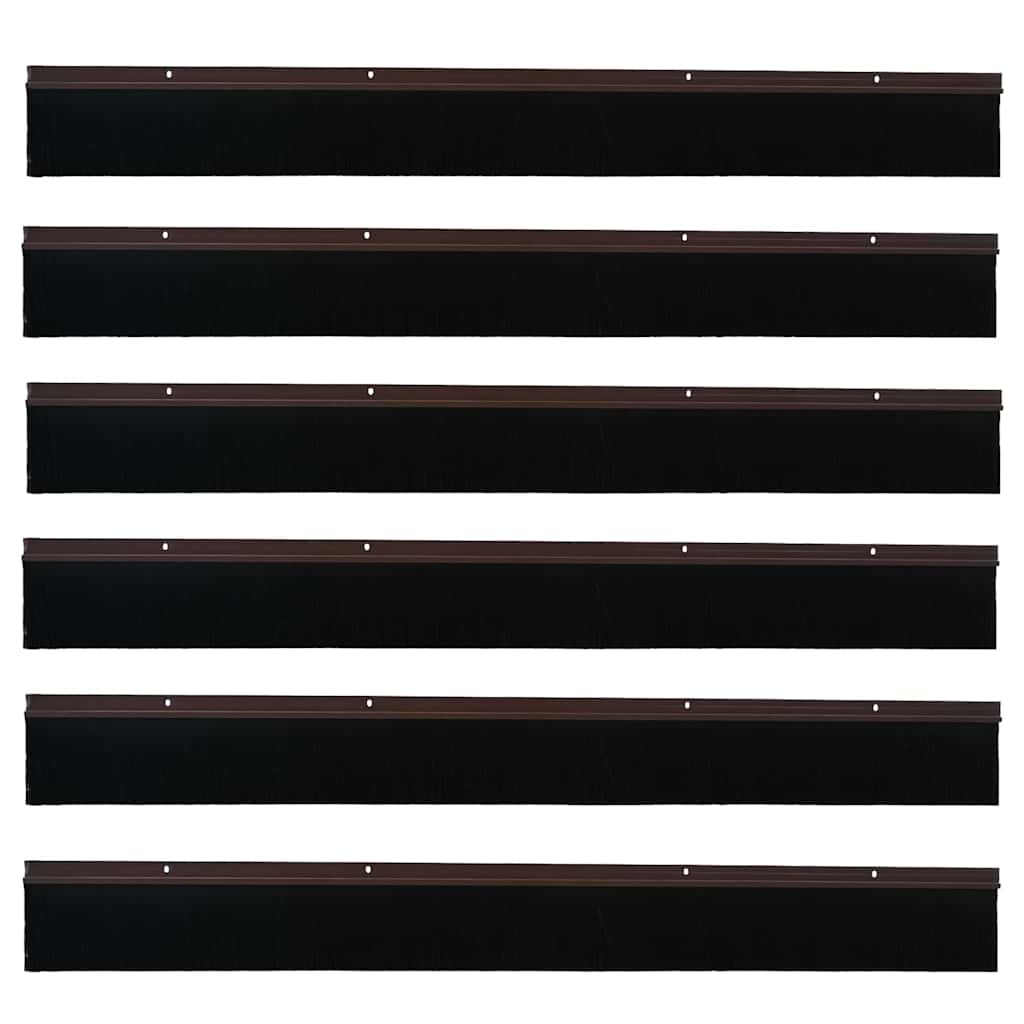 Skruemonterede dørbørste tætninger 6 pcs Brun 100 cm