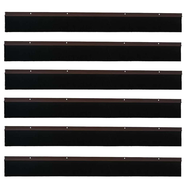 Skruemonterede dørbørste tætninger 6 pcs Brun 100 cm