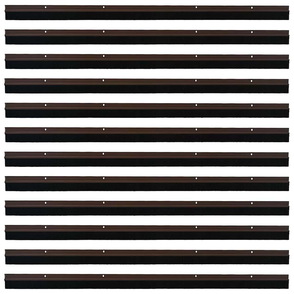 Skruemonterede dørbørste tætninger 12 pcs Brun 100 cm