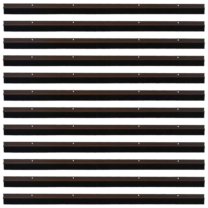 Skruemonterede dørbørste tætninger 12 pcs Brun 100 cm
