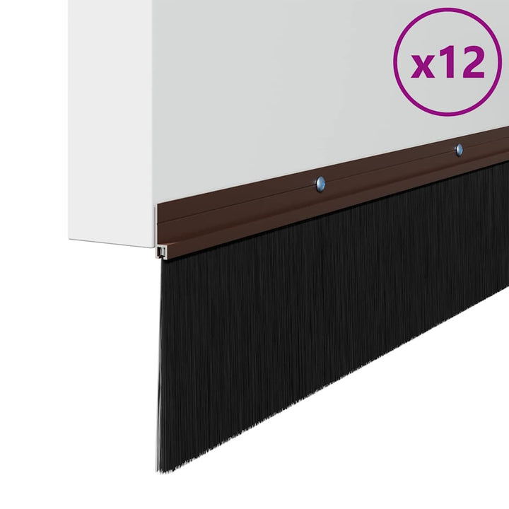 Skruemonterede dørbørste tætninger 12 pcs Brun 100 cm