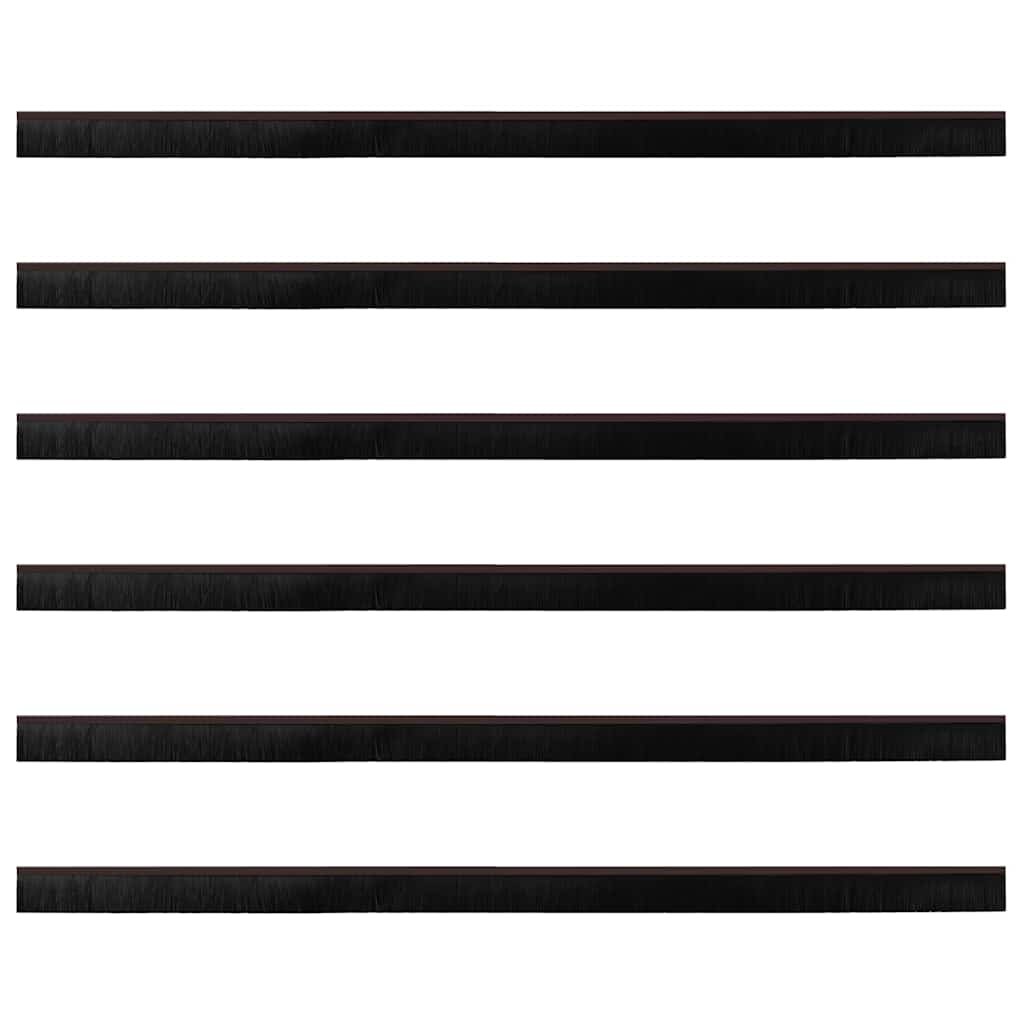 Skruemonterede dørbørste tætninger 6 pcs Brun 100 cm