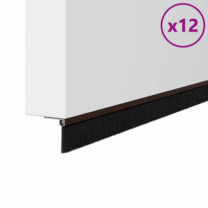 Skruemonterede dørbørste tætninger 12 pcs Brun 100 cm