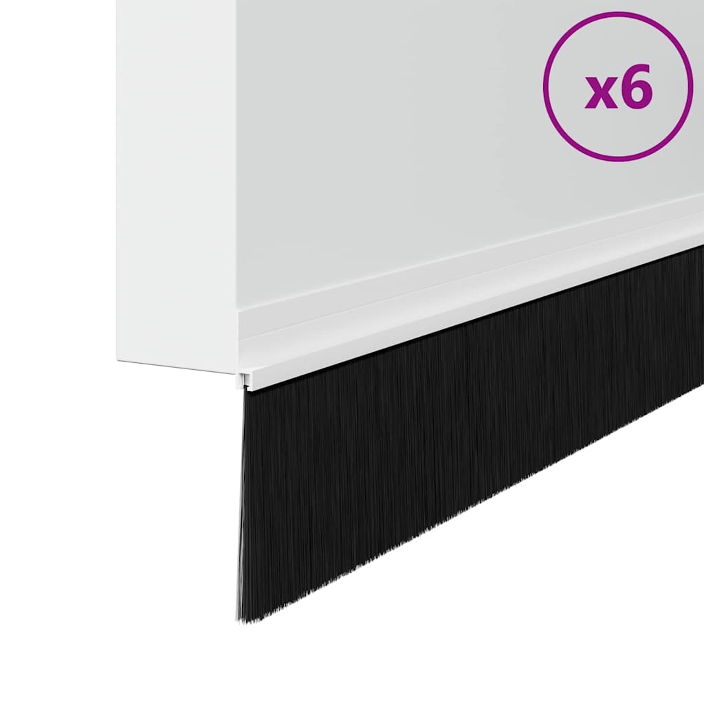 Selvklæbende dørbørstetætninger 6 pcs Hvid 100 cm