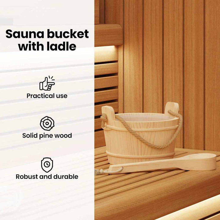 Sauna Spand 2 pcs Brun Massivt fyrretræ og hamp