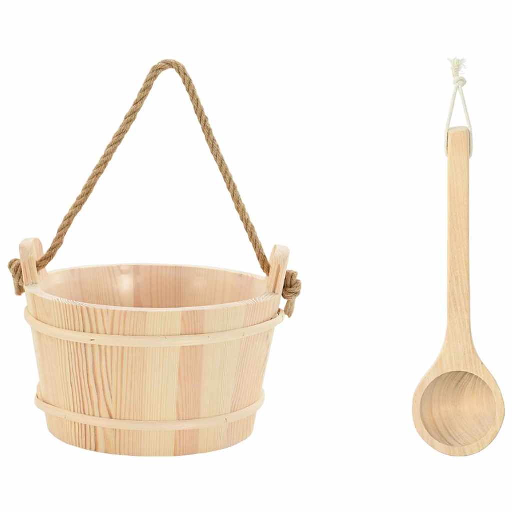 Sauna Spand 2 pcs Brun Massivt fyrretræ og hamp