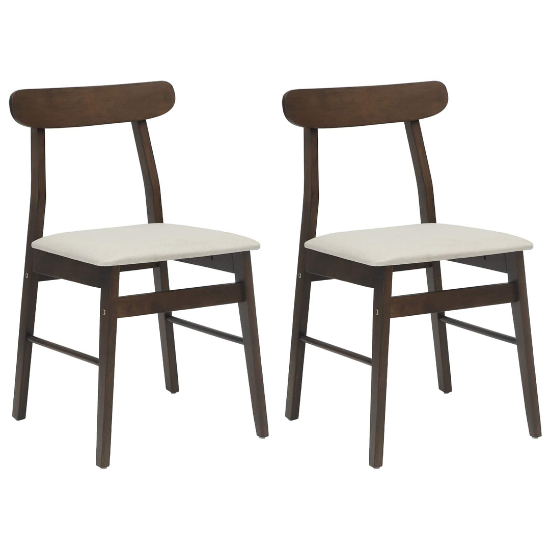 Spisestuestol 2 pcs Mørkebrun, Lys Massiv Gummitræ