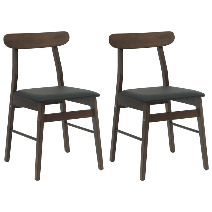 Spisestuestol 2 pcs Mørkebrun og Sort Massiv Gummitræ