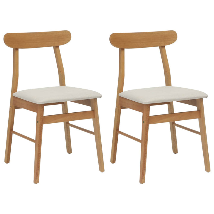 Spisestuestol 2 pcs Naturlig og lys Massiv Gummitræ