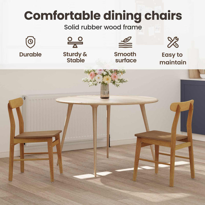Spisestuestol 2 pcs Naturfarvet 43 x 44,5 x 77 cm
