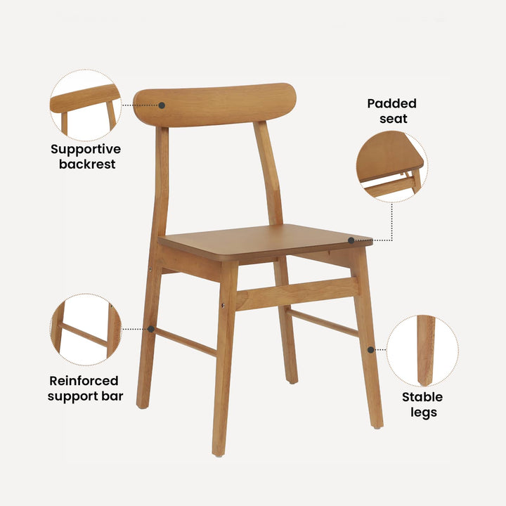 Spisestuestol 2 pcs Naturfarvet 43 x 44,5 x 77 cm