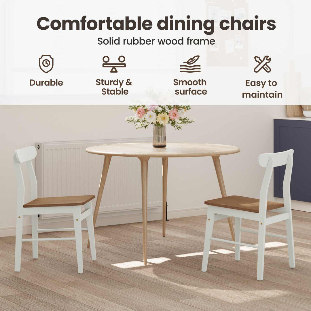 Spisestuestol 2 pcs Hvid og Naturlig 43 x 44,5 x 77 cm