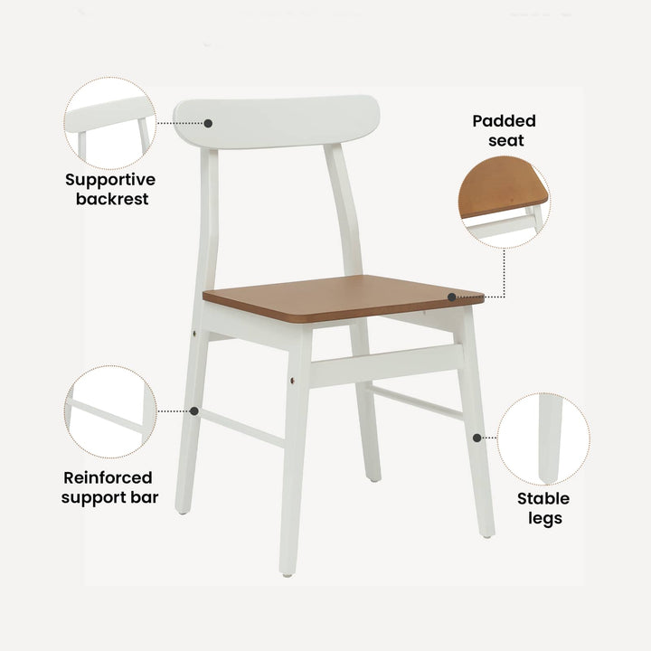 Spisestuestol 2 pcs Hvid og Naturlig 43 x 44,5 x 77 cm
