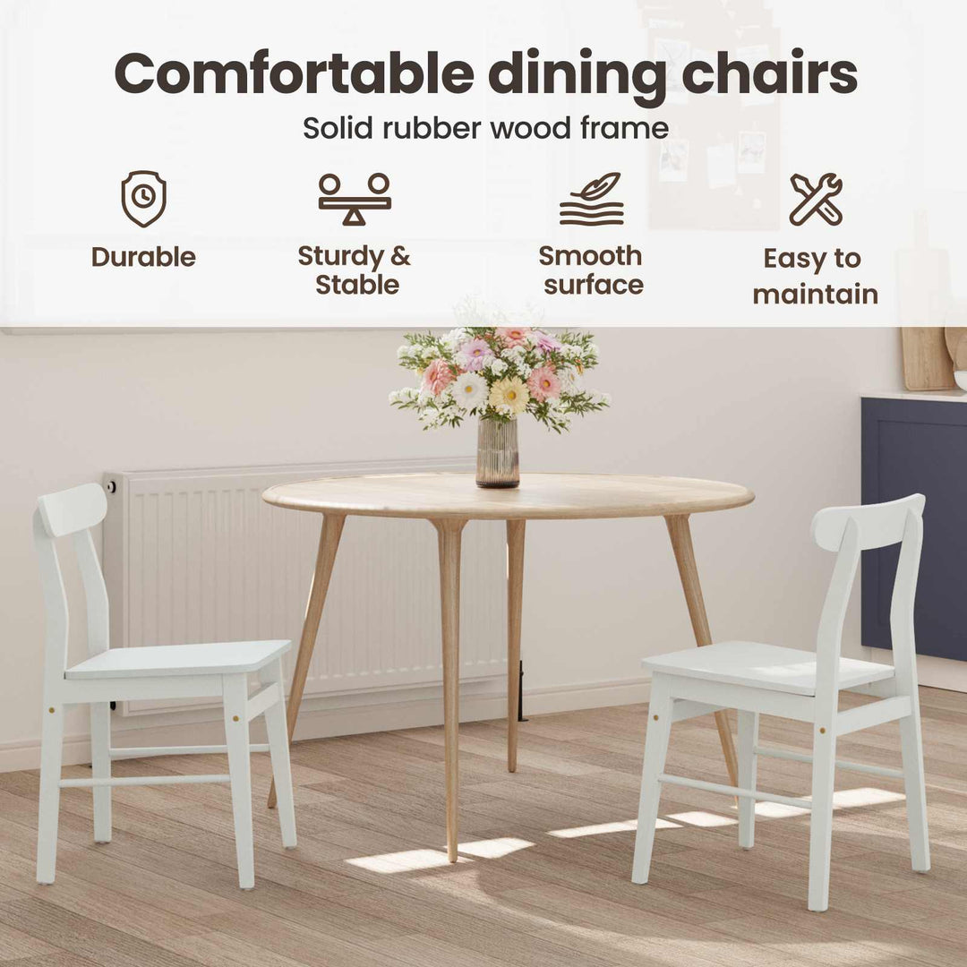 Spisestuestol 2 pcs Hvid 43 x 44,5 x 77 cm Massiv Gummitræ