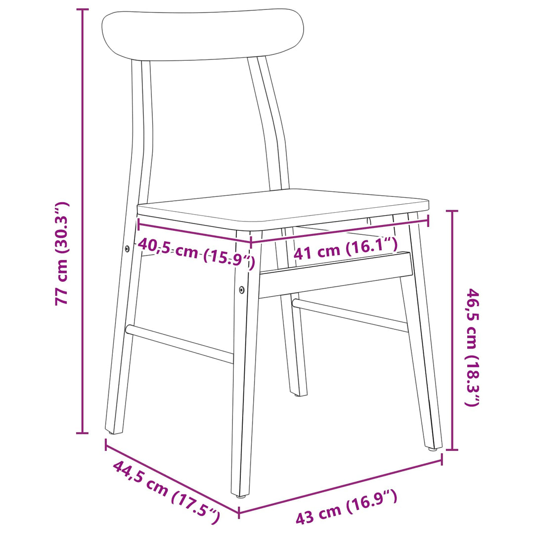 Spisestuestol 2 pcs Hvid 43 x 44,5 x 77 cm Massiv Gummitræ